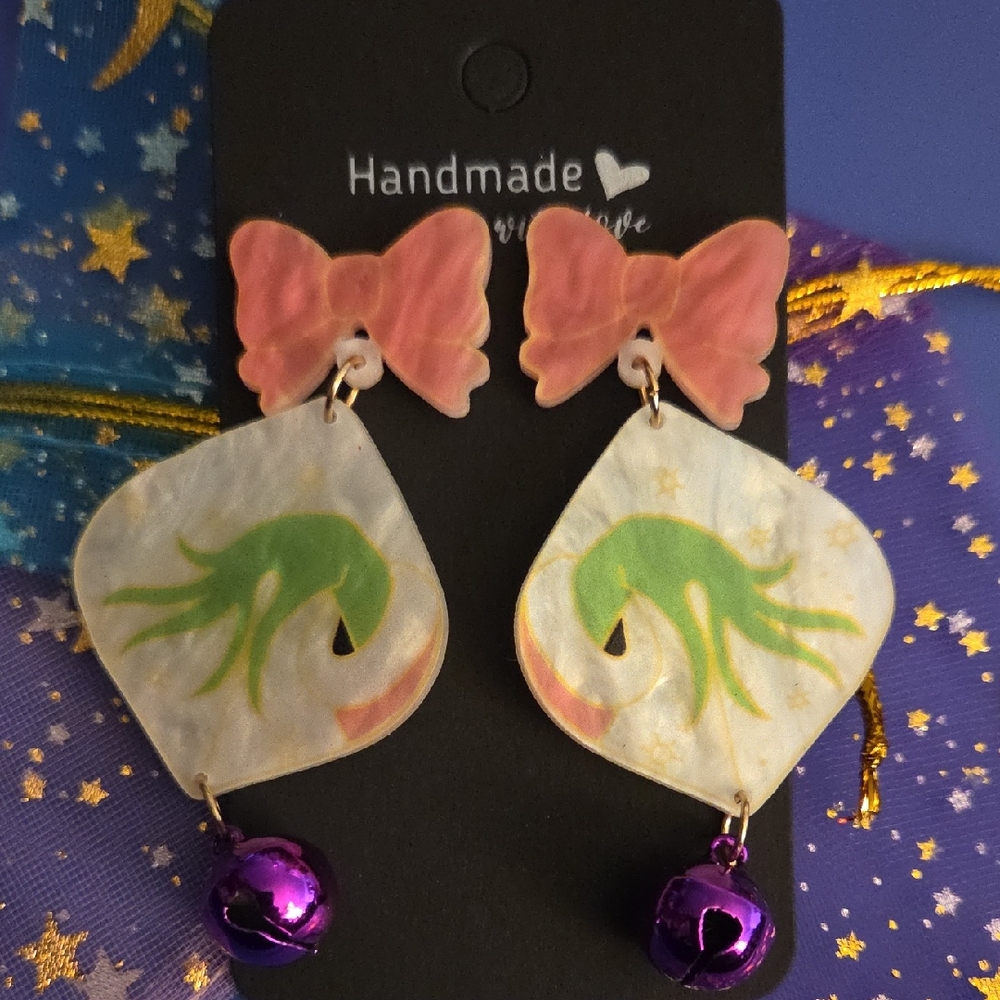 **New**  Pink and Green Grinch Earrings